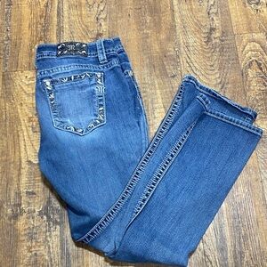 Miss Me size 32 Blue Boot Cut Jeans‎ with Embellished bling embroidered Pockets